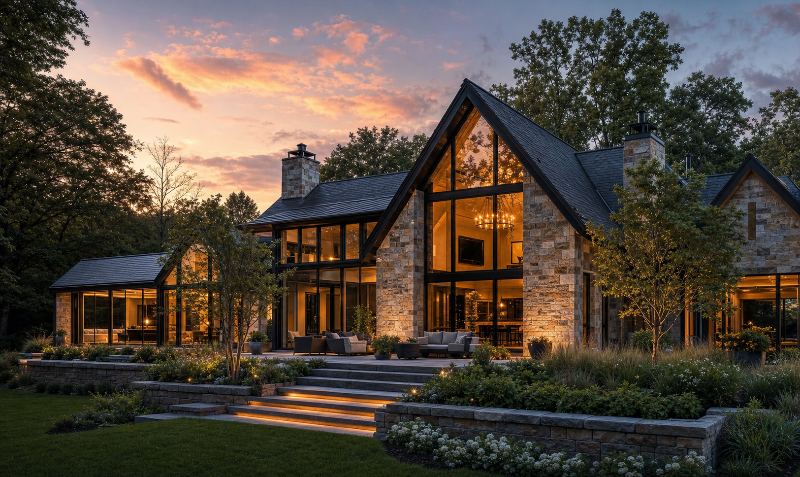 Luxury home exterior by Lodestone Construction Services